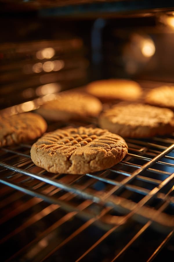 3 ingredient peanut butter cookies baking