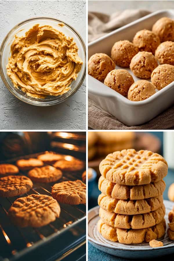 3 ingredient peanut butter cookies step by step