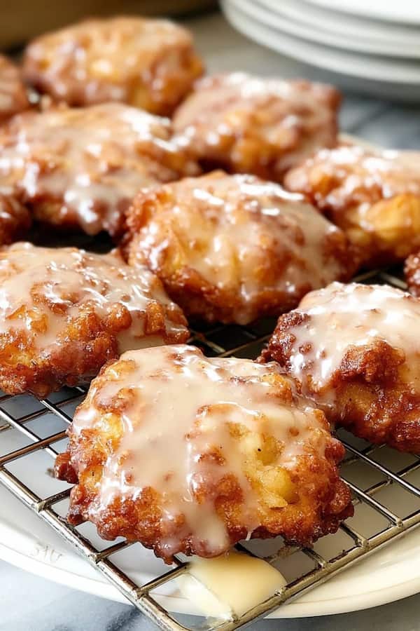apple fritters on the cooling rack