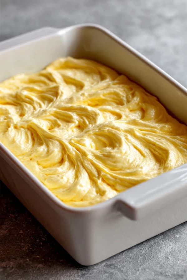 eclair cake in the baking dish