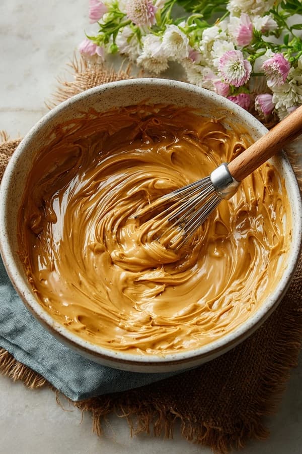 melted peanut butter and chips