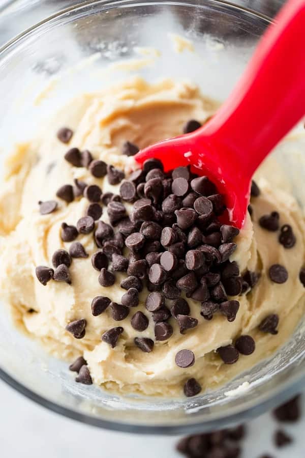 muffin batter with chocolate chips