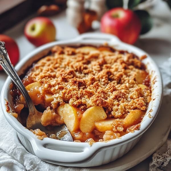 apple crumble served