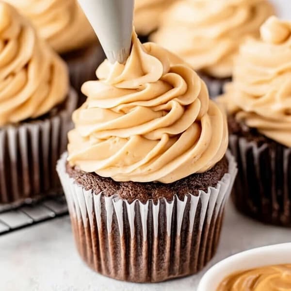 cupcake with peanut butter frosting