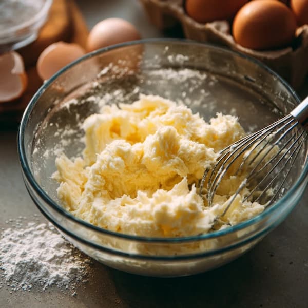 eggs butter and sugar beaten