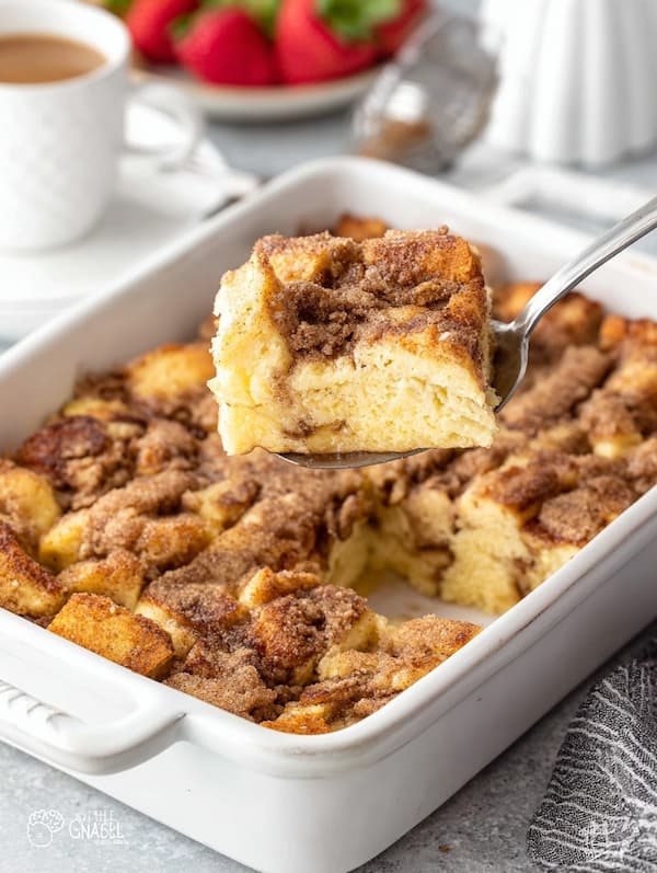 french toast casserole served