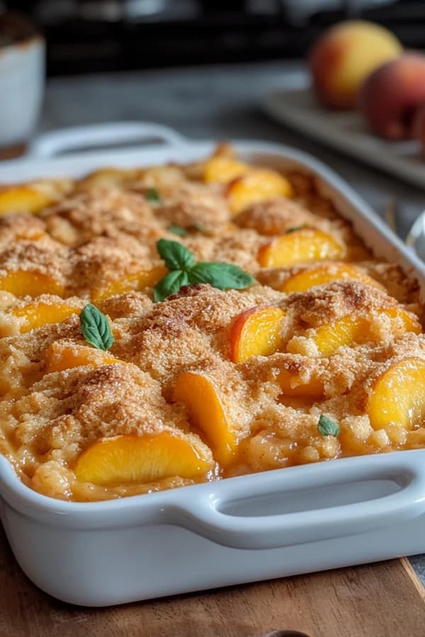 peach cobbler baked