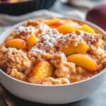 peach cobbler served