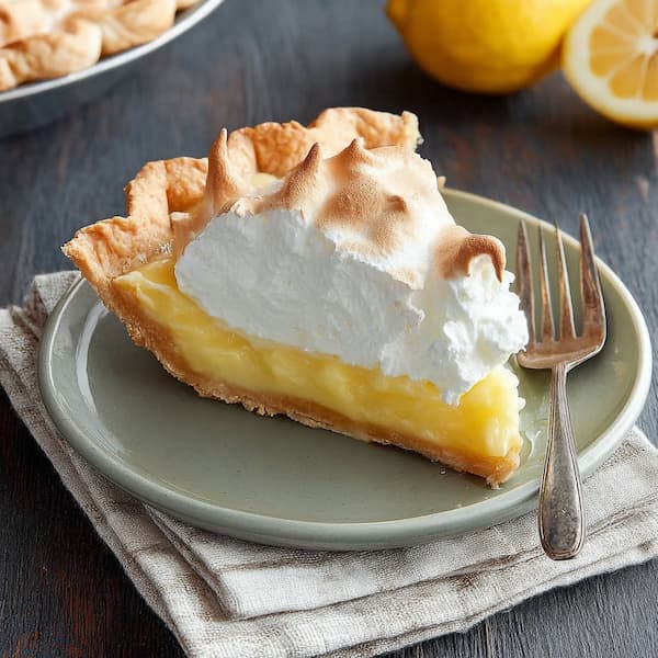 lemon meringue pie served