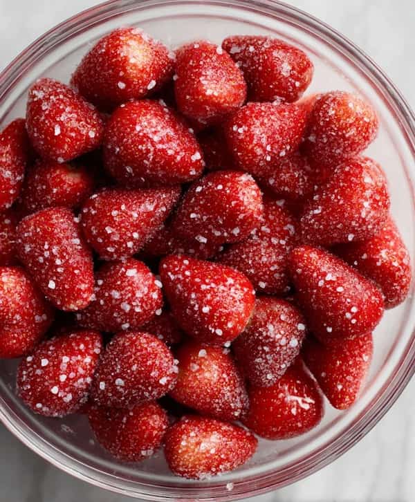 strawberries coatted in sugar