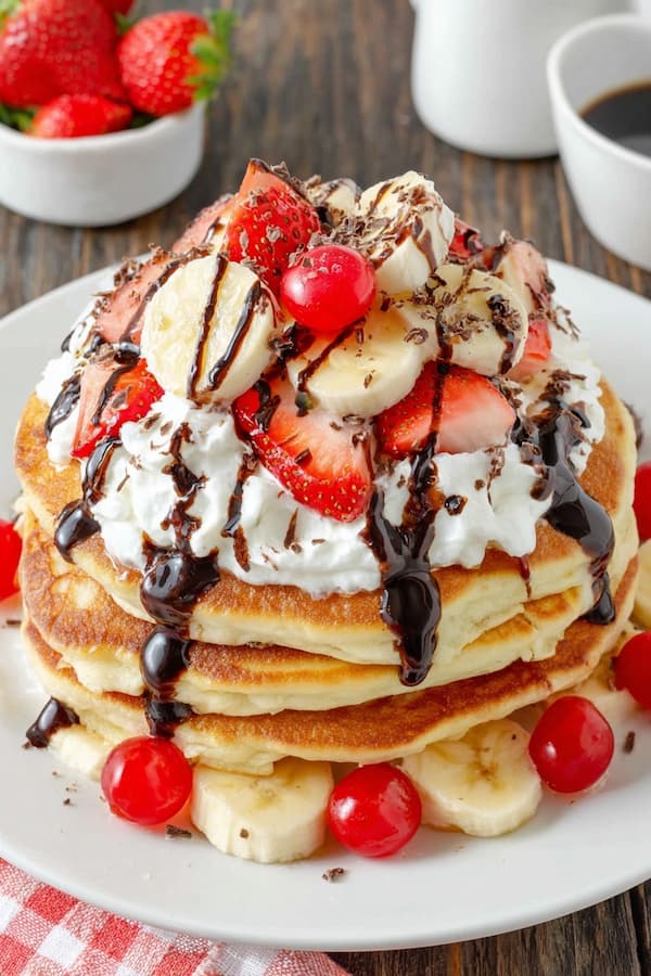 banana split pancakes